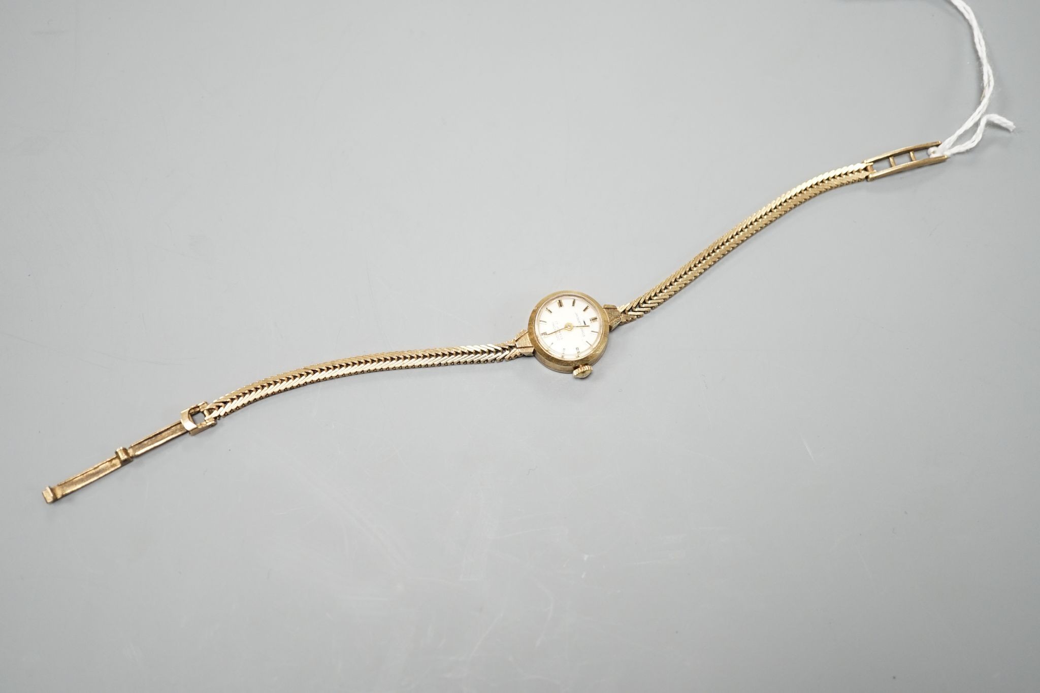 A lady's Jaquet Droz 9ct gold manual wind wrist watch